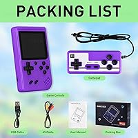 Vista 3 de Consola de juegos de mano retro, consolas portátiles de videojuegos retro 500 juegos clásicos FC, batería recargable de pantalla de 3.0 pulgadas