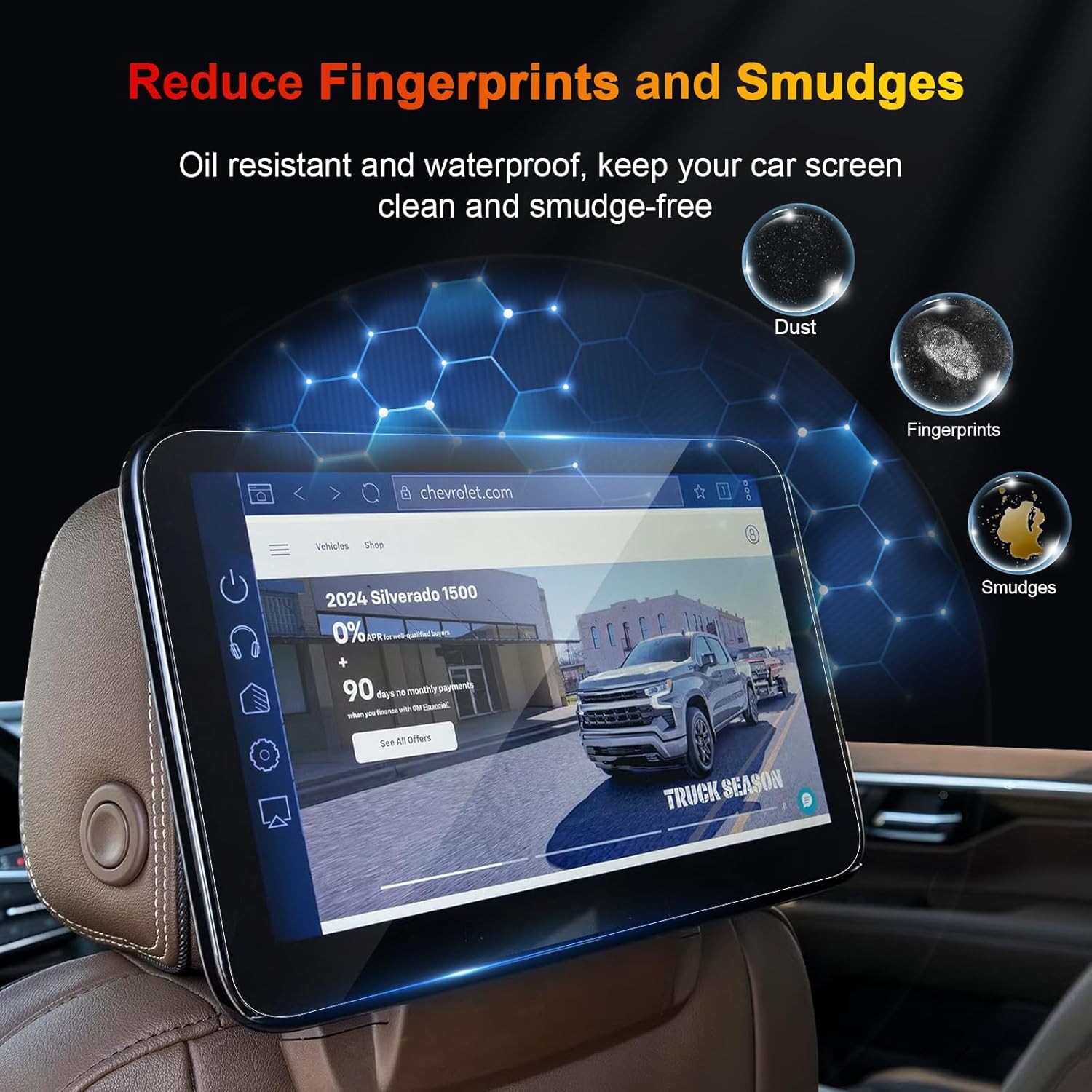 (2-Pack) BSTW for Chevy Dual 12.6-inch Rear-Seat Media System Screen Protector for 2021-2025 GMC Yukon Chevrolet Tahoe/Suburban 12.6" LCD Display in Rear Entertainment TV Accessories Tempered Glass Protective Film (Dual 12.6-In HD)