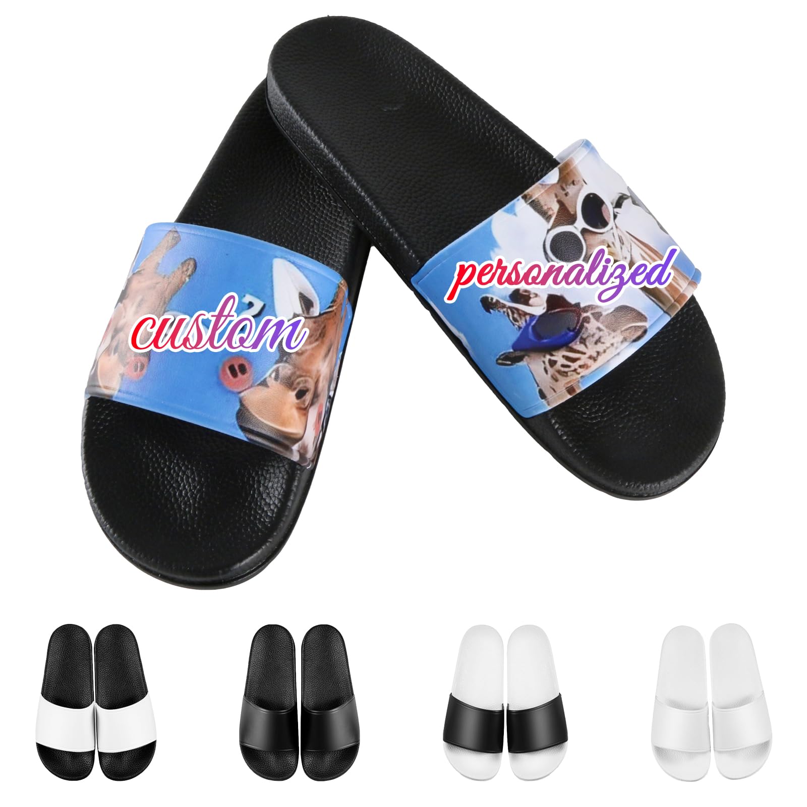 Personalisierte Trendige Badelatschen,Personalisiert Schlappen-Fügen Sie Ihre Fotos und Texte hinzu- aus Robustem PVC - um EIN Personalisiertes Geschenk für Ihre Familie zu Erstellen, für Unisex