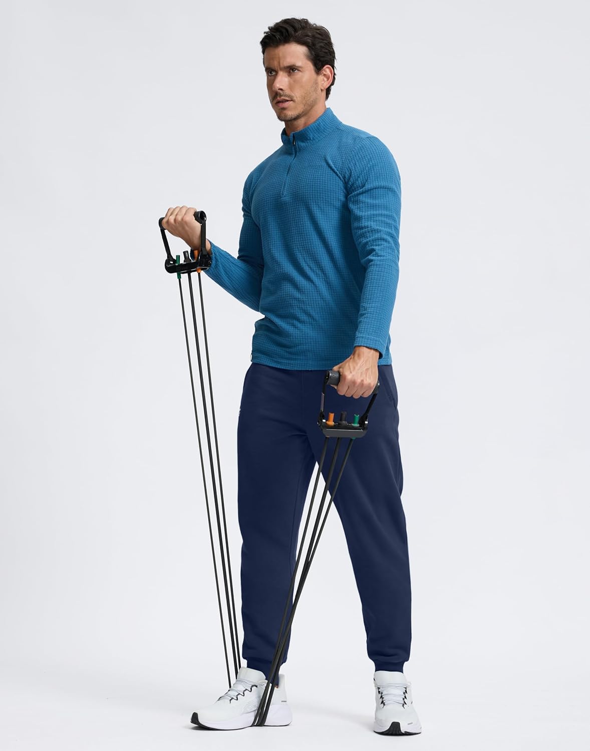 Men's Cotton Fleece Lined Joggers with Zipper Pockets Athletic Workout Gym Lounge Sweatpants Winter Warm Pants - Image 7