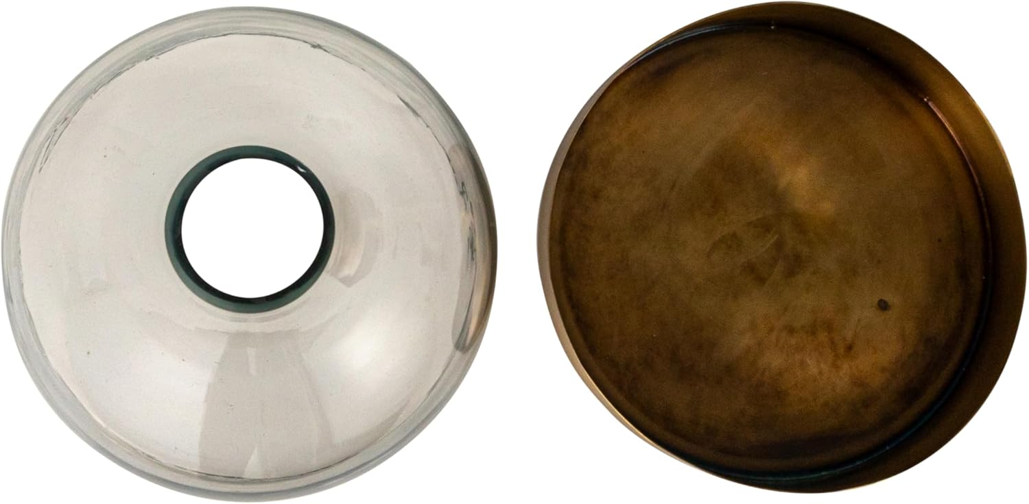 Creative Co-Op Sophisticated Glass Cloche with Metal Tray, Clear and Antique Brass