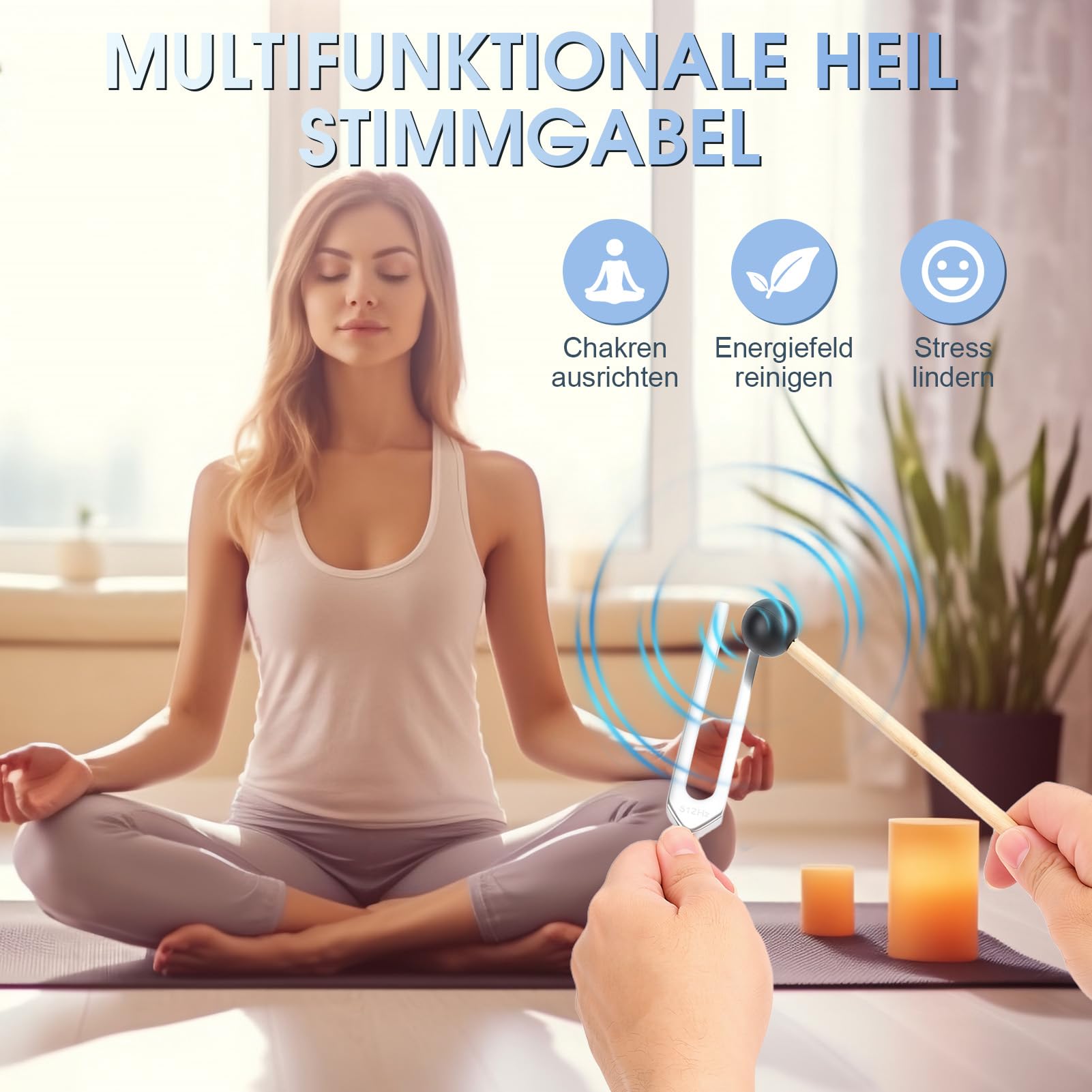 Juego de diapasón de precisión 128 Hz, 256 Hz, 512 Hz, aleación de aluminio profesional para terapia de sonido y meditación y curación de chakras, mazo de silicona, bolsa de almacenamiento, yoga