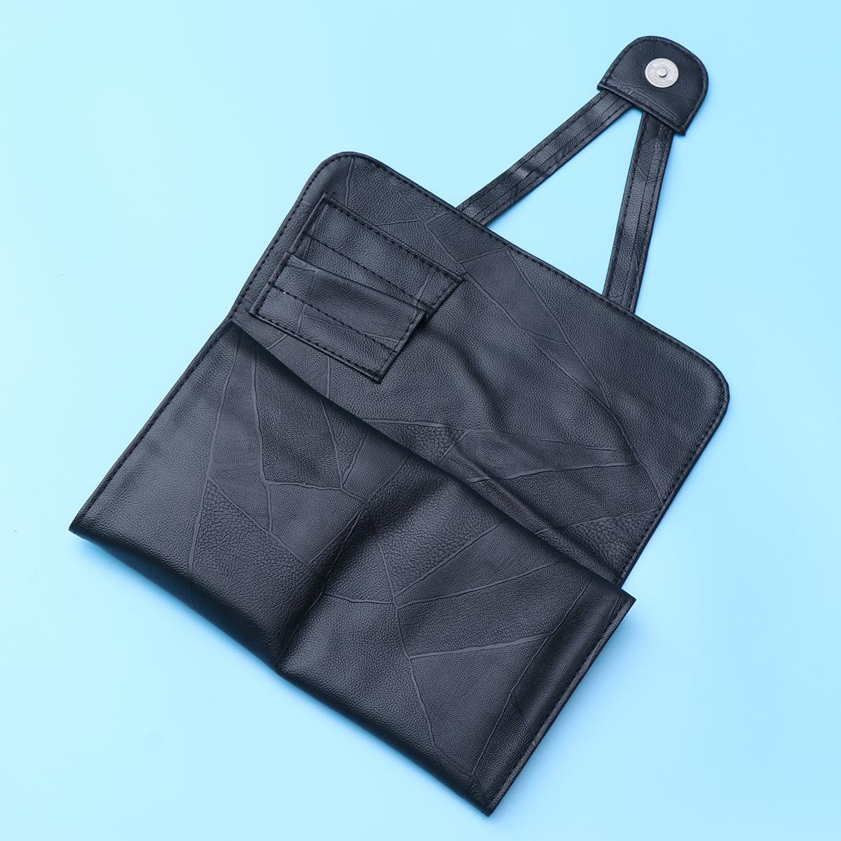 FRCOLOR Makeup Brush Storage Bag Pu Leather Foldable Standable Cosmetic Organizer Roll Bag for Travel Home Black - Image 3