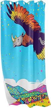 FUUNY Abstract Rhino Bird Colorful Curtain Window Curtains for Bedroom 84 Inch Length 84 inches Blackout Blinds Bathroom Curtains Size 52x84 in