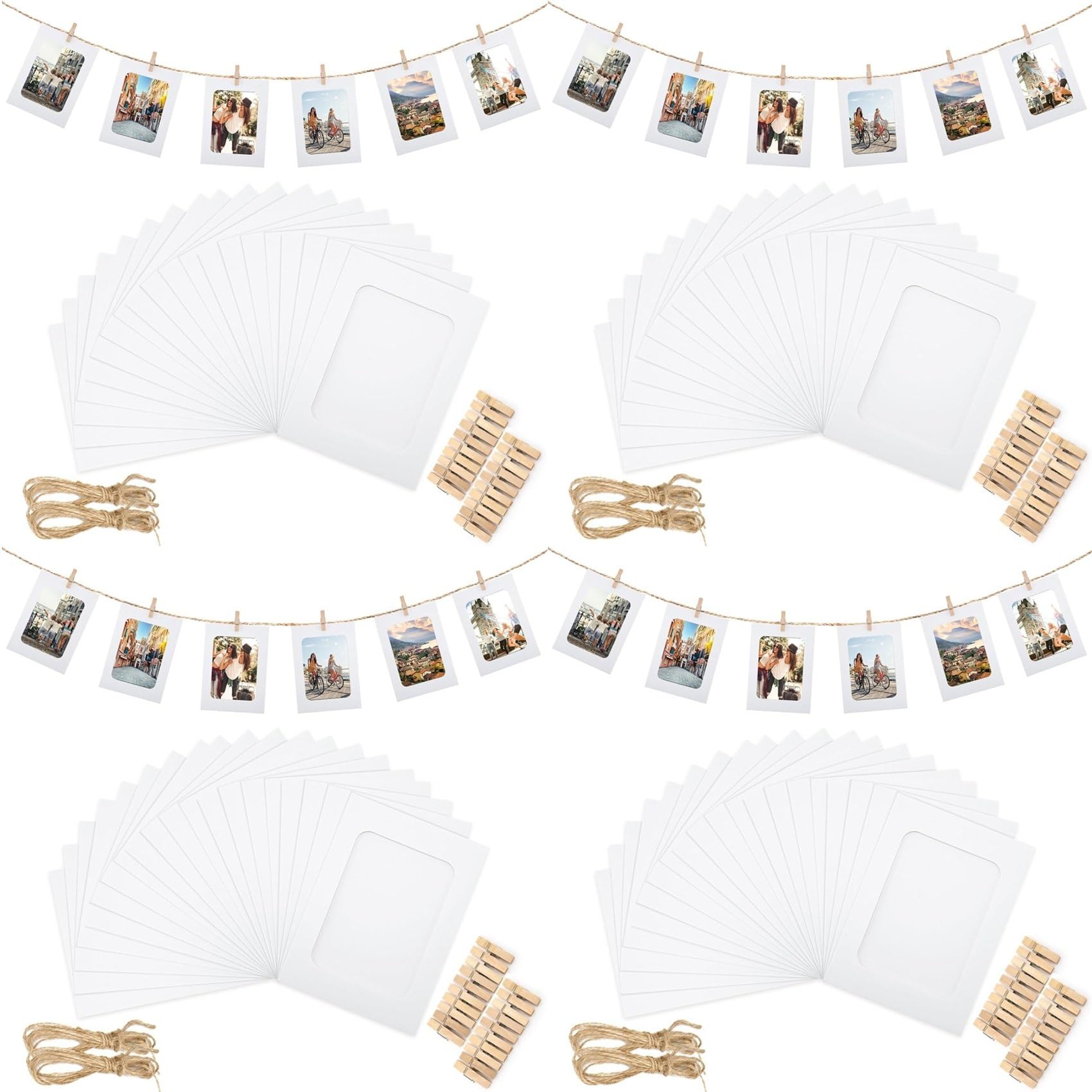 Hndhbfgrt 200Pcs Paper Picture Frames for 4x6Inch Paper Photo Frames,Kit DIY Cardboard Photo Hanging Display for Home