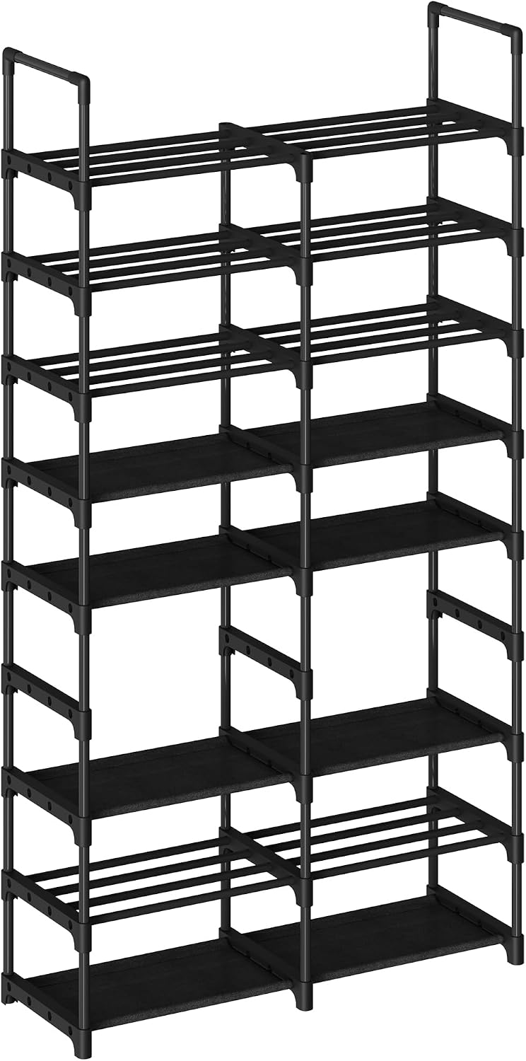 Takywep Space-Saving 8-Tier Metal Shoe Rack for Entryway or Closet – Vertical Organizer with Removable Fabric Shelves, Sturdy Storage Stand for Boots & Sneakers, Modern Hallway Furniture, 8 Floors