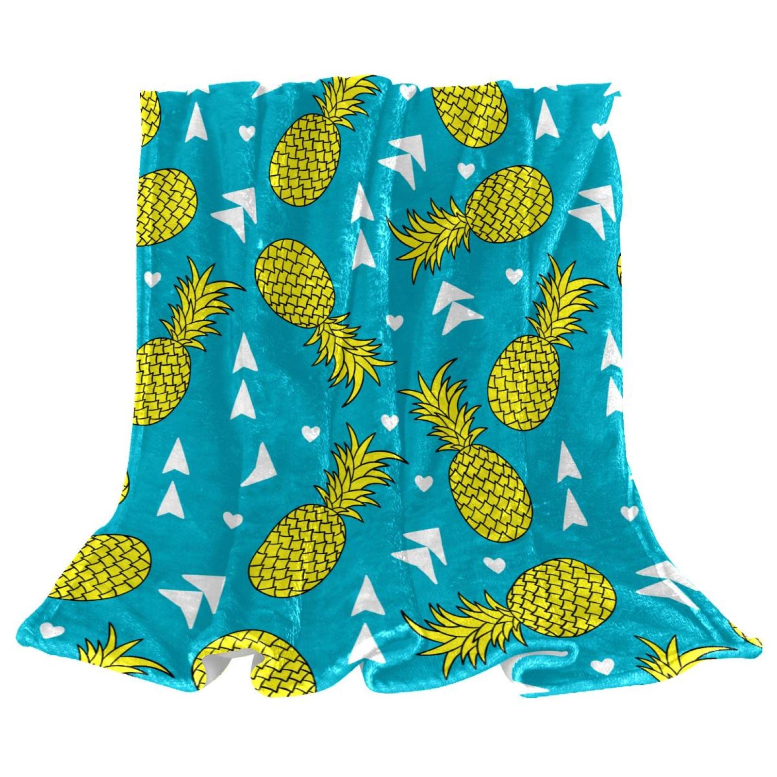 Couverture polaire Ananas Comosus plaid bleu pour soirées cocooning