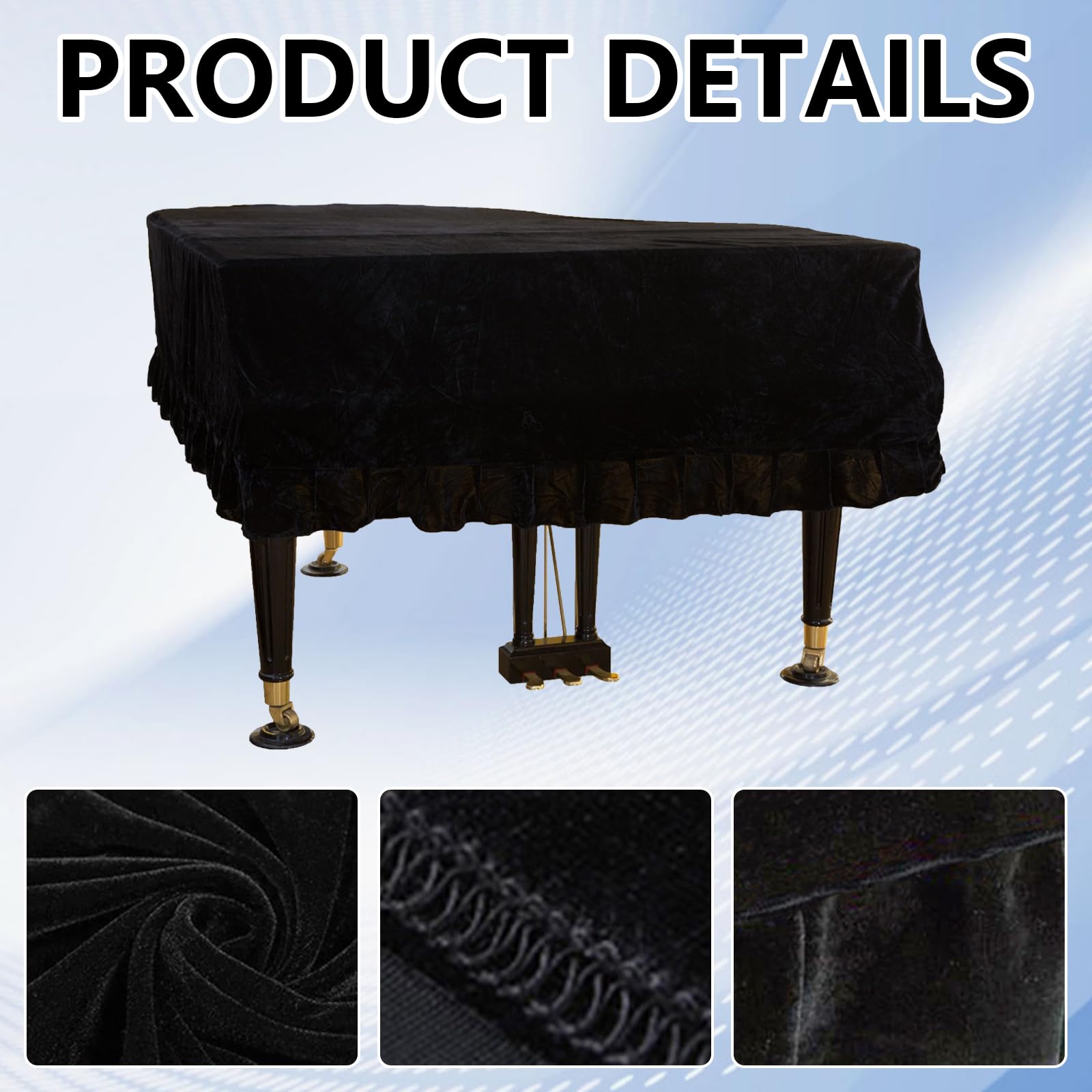 Copertura Per Pianoforte, Copertura Per Pianoforte A Coda Da 180 Cm Copertura Per Pianoforte In Velluto Protezione Decorativa Contro Polvere Graffi E Carica Statica