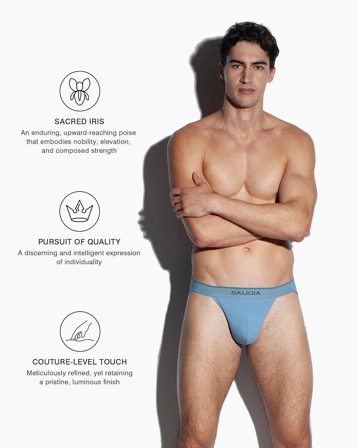 SALIGIA Men’s Bikini Briefs Underwear Sexy, Tag-Free &100s Smooth Long-Staple Cotton High-Cut Brief with No-Fly Pouch 3-Pack - Image 2