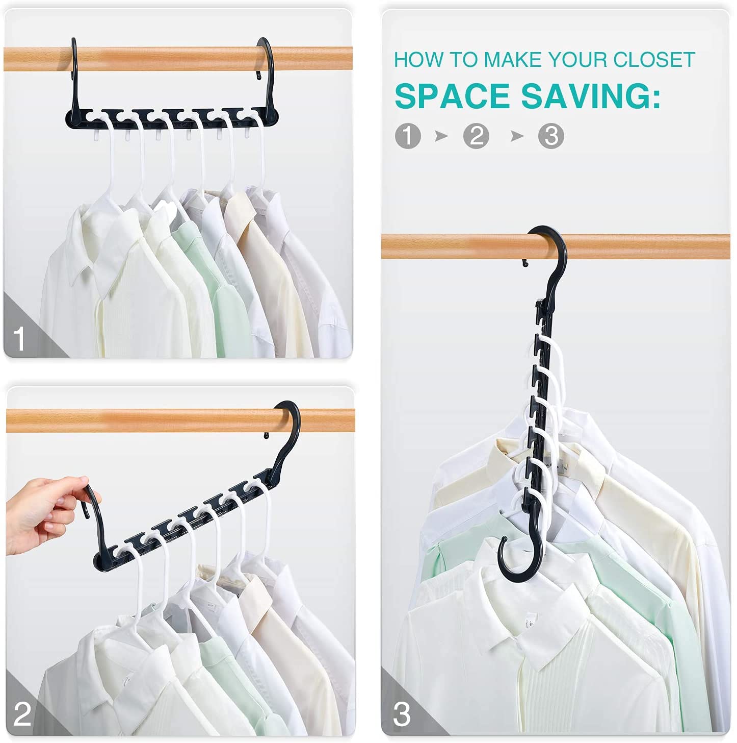 HOUSE DAY Sturdy Plastic Space Saving Hangers Cascading Hanger ...