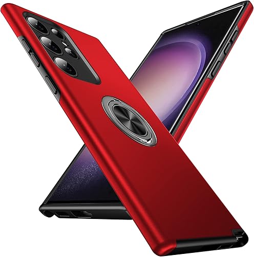Anqrp Hidden Series - Funda para Galaxy S23 Ultra 5G, soporte que no se cae anillo de metal de 360, grado militar de 15 pies, funda protectora a