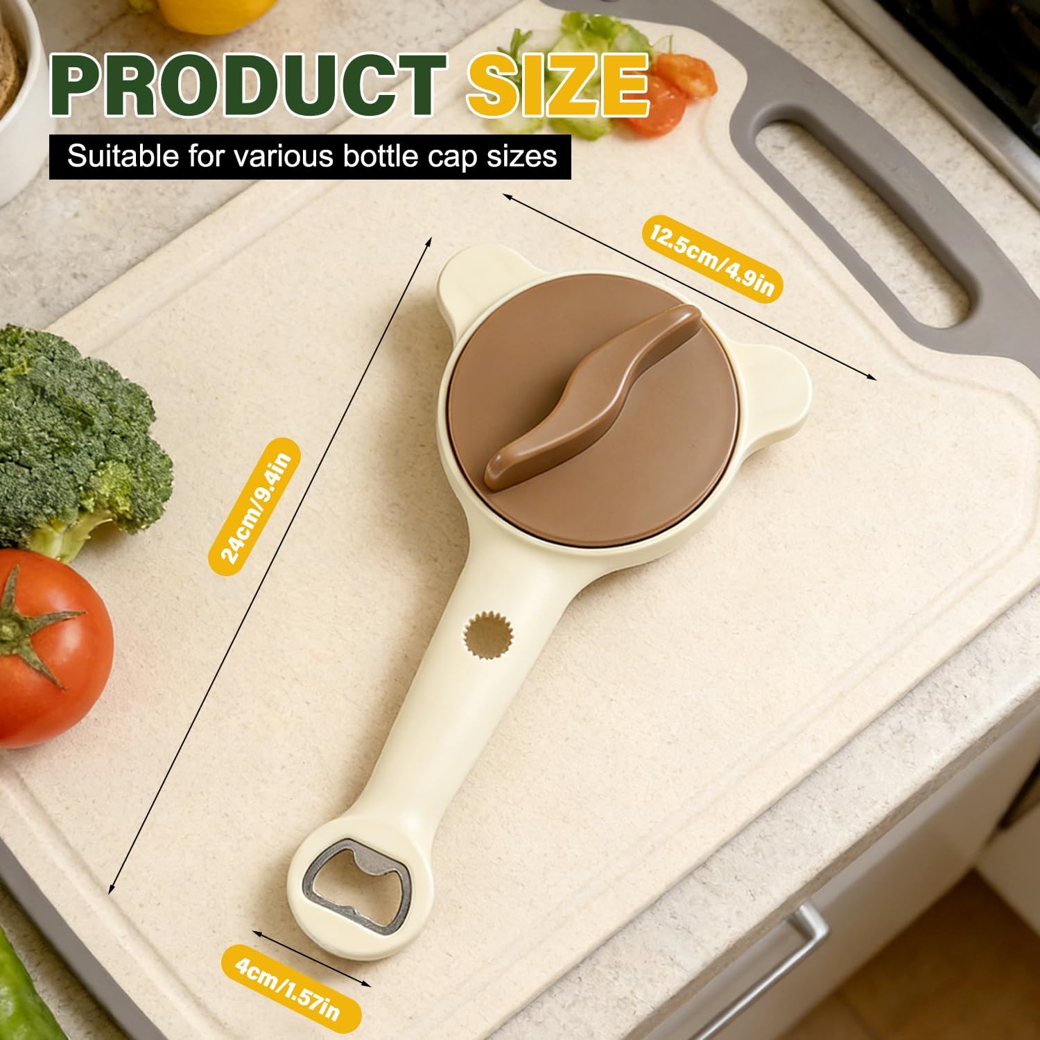 4 in 1 Multi-Purpose Jar Opener for Weak Hands, 2026 New Adjustable Three Claw Bottle Opener with Non Slip Teeth,Multi-Size Lid Opener for Kitchen Jars and Bottles (2PCS)
