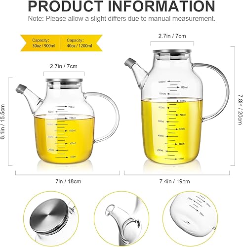 Miniatura 7 de ZDZDZ - Botellas grandes de aceite de cocina de vidrio dispensador de aceite y vinagre de 406fl oz40 onzas dispensador de aceite y vinagre botella