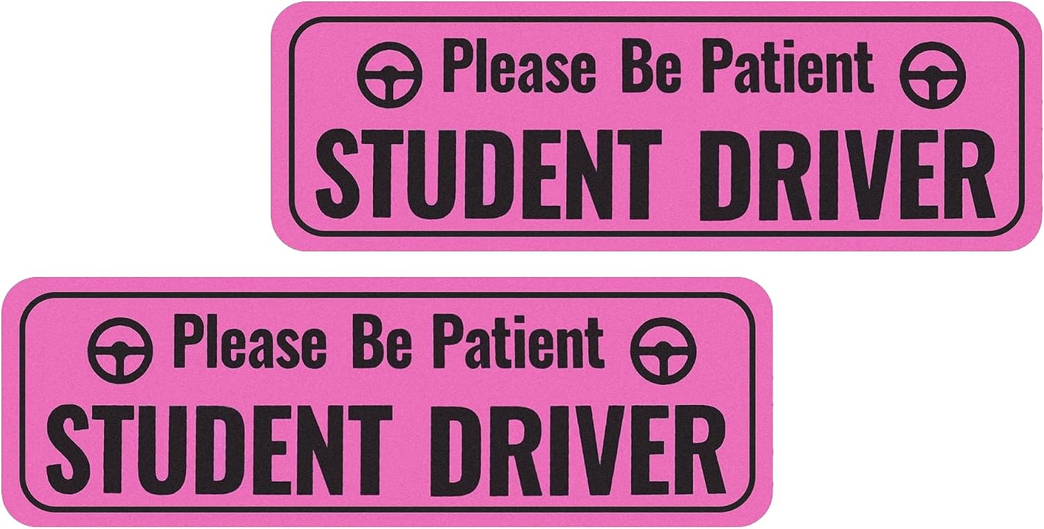 2PCS Student Driver Magnet for Car, Please Be Patient Magnetic Reflective Driver Warning Signs, New Drivers Sticker for Bumper Door Trunk, Car Stricker Exterior Accessories (Red)