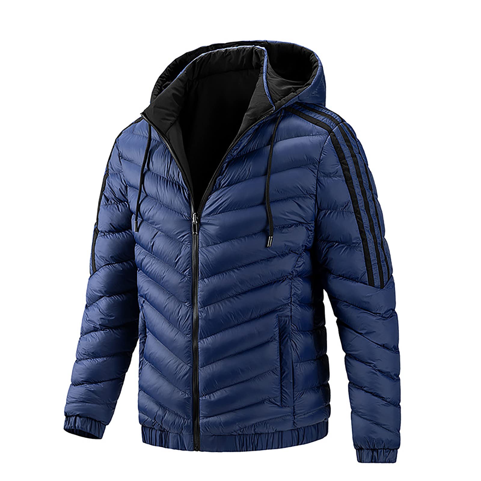 Generic Męska kurtka puchowa, lekka kurtka pikowana, funkcjonalna kurtka izolacyjna, kurtka funkcyjna, kurtka termiczna outdoorowa, kurtka rekreacyjna, wiatrówka z kapturem, blue, M