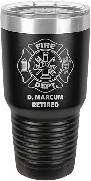 Personalized FIREFIGHTER, FIREMAN Appreciation Gift - Laser Engraved 30 oz. Polar Camel Suregrip Stainless Steel Tumbler, Drinkware, 13 Available Colors Black