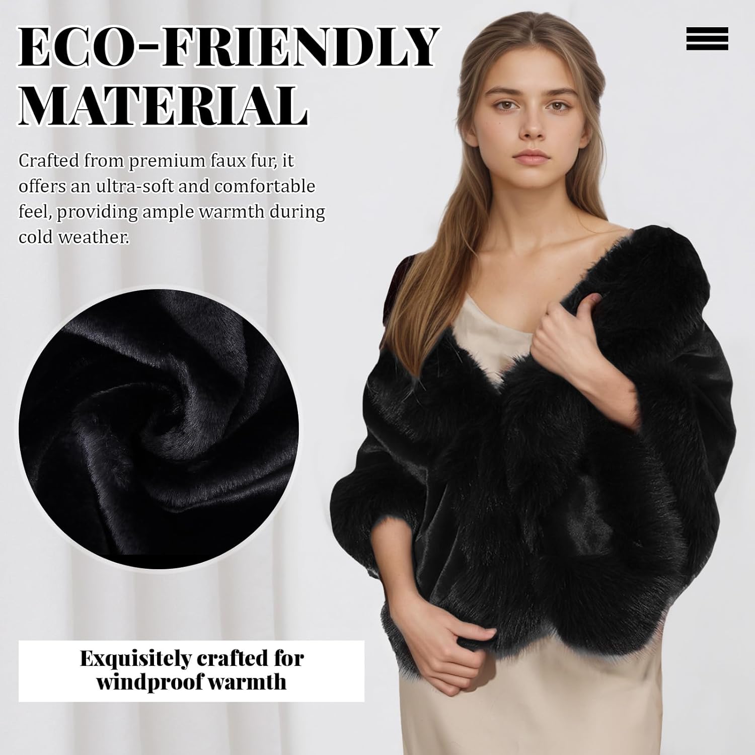 SUKUTU Faux Fur Shawl Winter Warm Luxury Cloak Coat Wrap Cape for Party Weeding Party Evening Dresses - Image 6