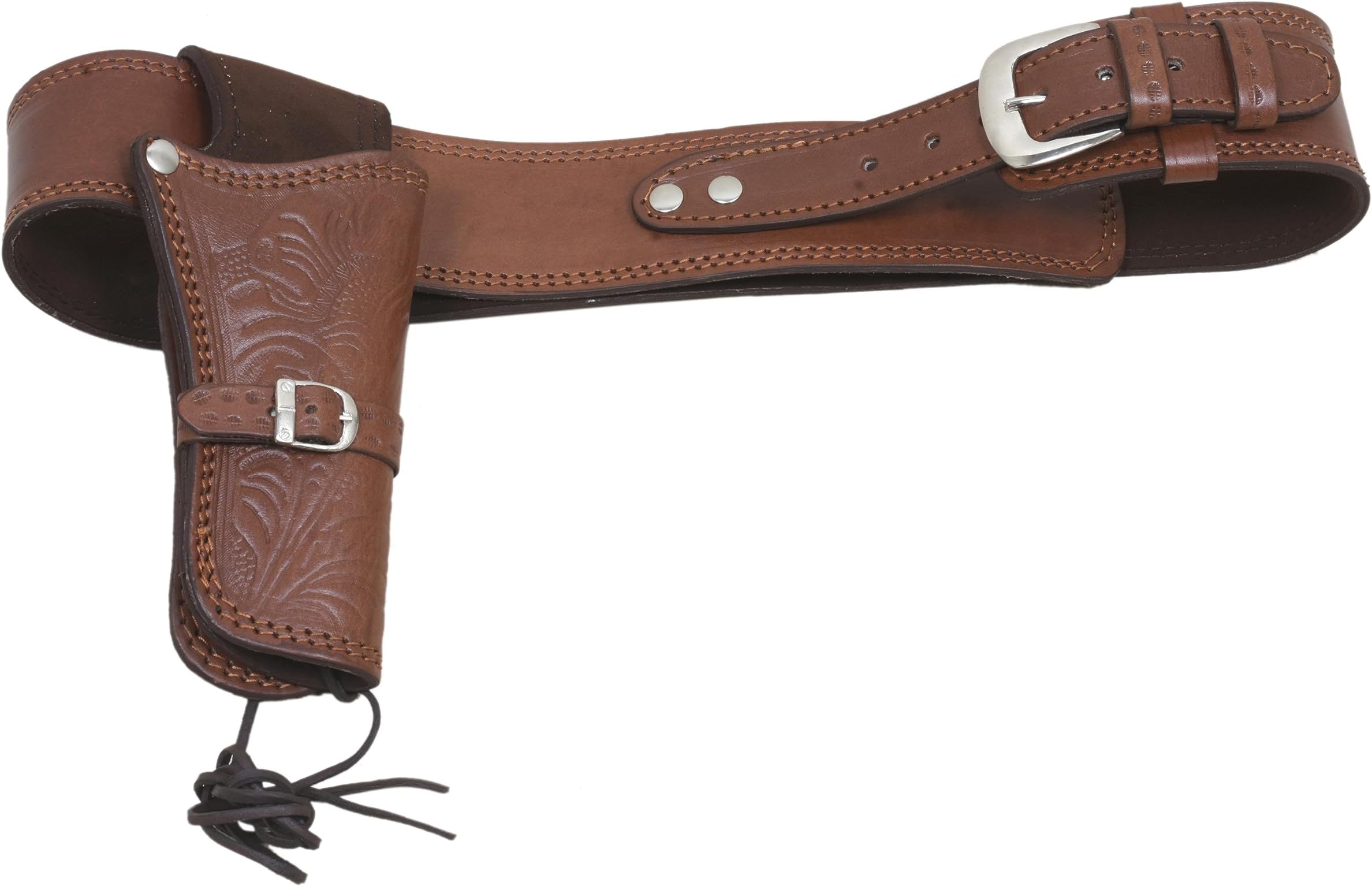 1911 Western Gun Holster Belt .38/.357 Magnum Right Hand Fast Draw Tooled Leather Holster, Cowboy Gun Belt SAAS Rig Sizes 36"-52"