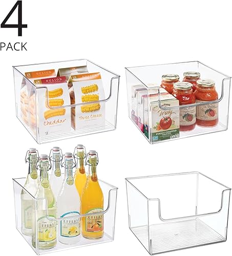 Miniatura 2 de mDesign Canasta organizadora de plástico moderno con parte delantera abierta para organización de cocina, decoración organizadora de estantes,