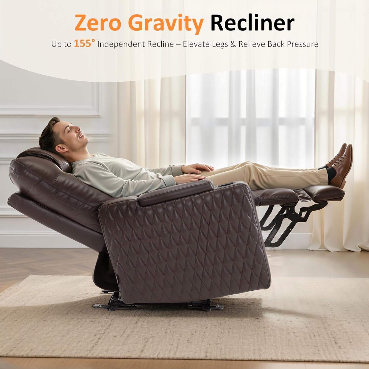 MCombo 65" Zero Gravity Oversized Power Reclining Loveseat with Adjustable Headrest for Living Room, Double Recliner Sofa with USB & Type C Port, Armrest Storage & LED Light HTS401SET