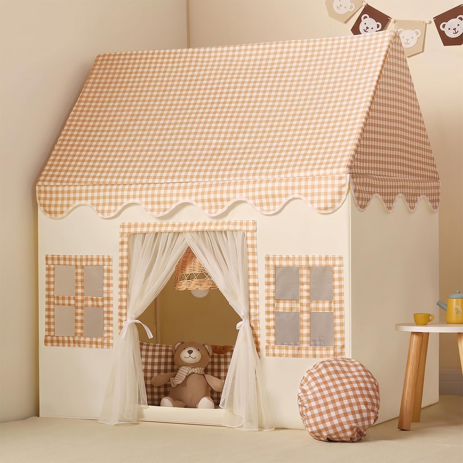 Wilwolfer Cabane d'intérieur de Jeu pour Enfants avec Tapis, Certifié EN71
