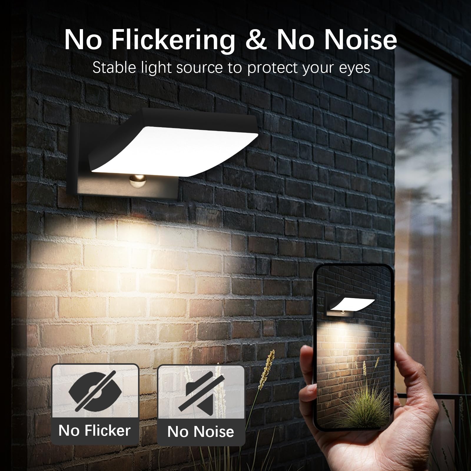 GeyouLux 24W LED Außenlampe mit Bewegungsmelder, IP65 Aussenleuchte mit Schwenkbar LED Panel, 3CCT Wandleuchte Innen/Außen, 3000LM Aluminium Aussenlampe für Garage Terrasse, Schwarz