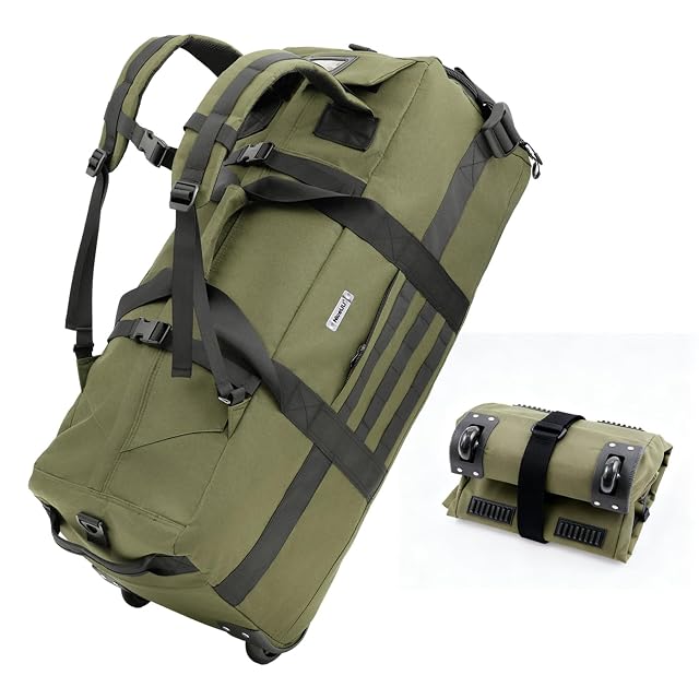 80L Rolling Duffel Bag with wheels Travel Duffel Bag Large Wheeled Travel Duffel Luggage with Rollers Foldable Rolling