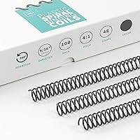 Vista 1 de Binditek 100 Pack Plastic Spiral Binding Coils, 14mm(9/16"), 115 Sheet Capacity, 4:1 Pitch, Black, 48 Loops, for Students and Coworkers