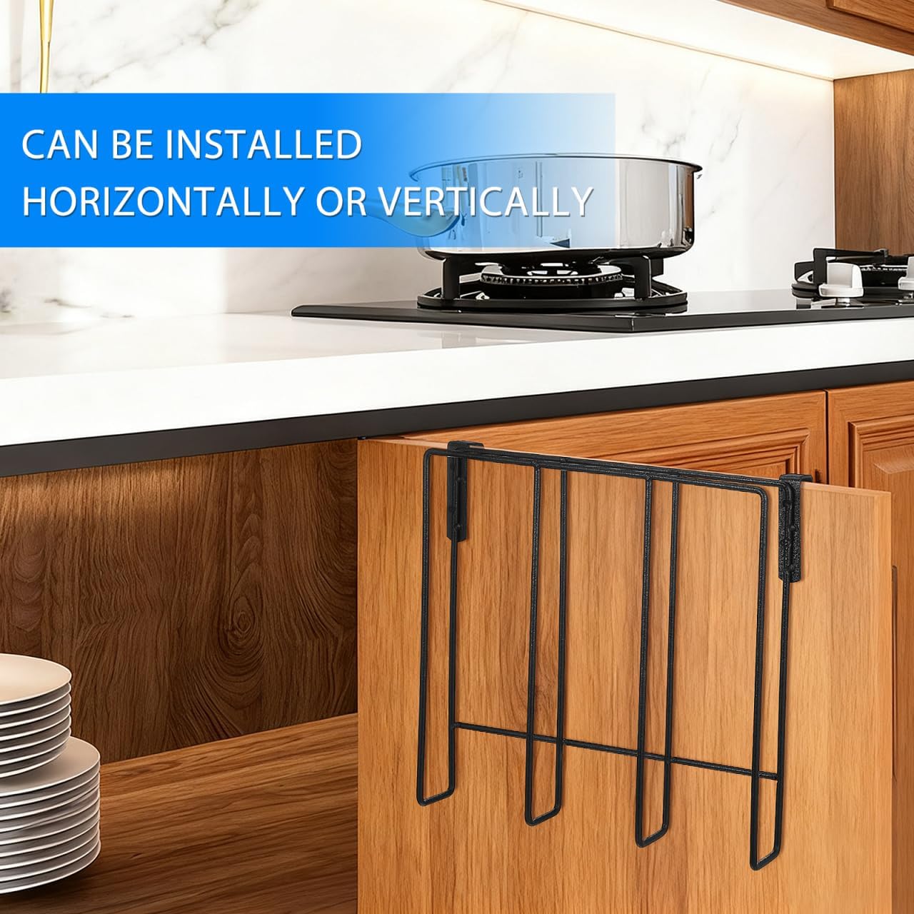 Housoutil Stainless Steel Under Cabinet Cutting Board Holder, One-Layer Chopping Board Holder, Space-Saving Rack for Countertop and Cabinet Door Storage - Image 7