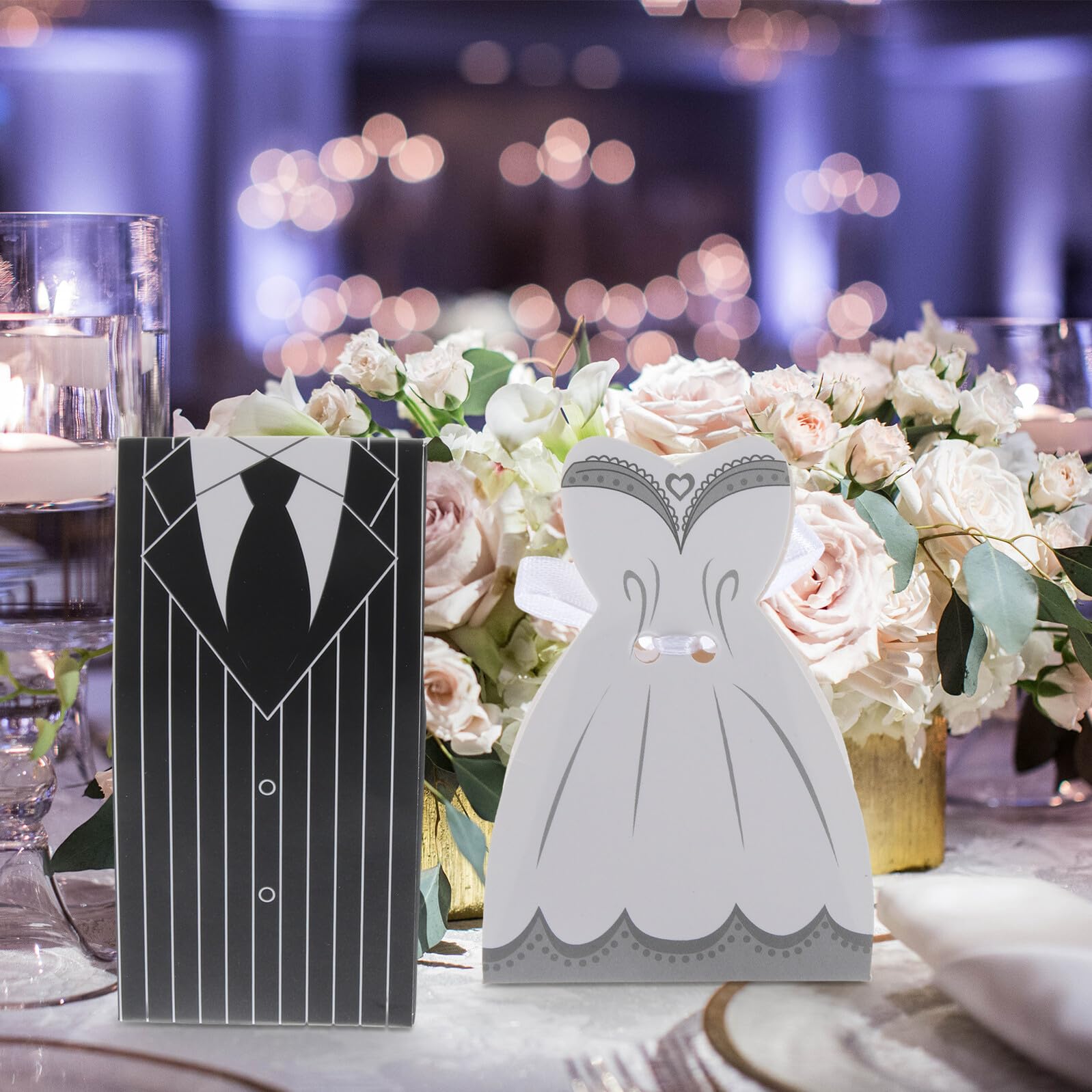 COHEALI 100 Scatole Regalo Matrimonio in Carta Nastrino di Seta, Leggere ed Eleganti, Perfette per Bomboniere e Regali per Ospiti a Feste e Banchetti