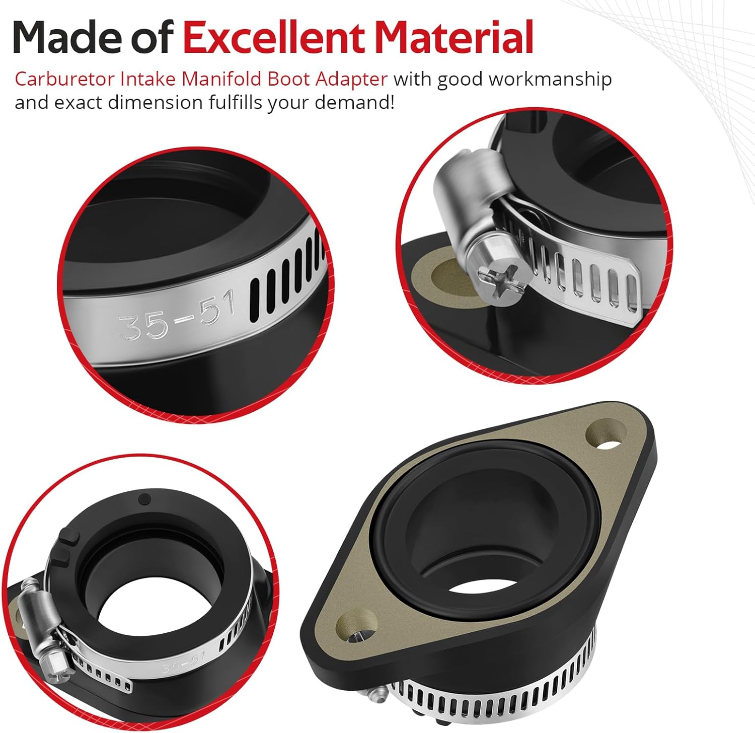 JAVIK Carburetor Intake Manifold Boot Adapter For Suzuki Eiger 400 4x4 2x4 Eiger 400 Auto 4x4 2x4 2002-2007 KingQuad 400 AS FS 2008-2010 O.E.M# 13101-38F00