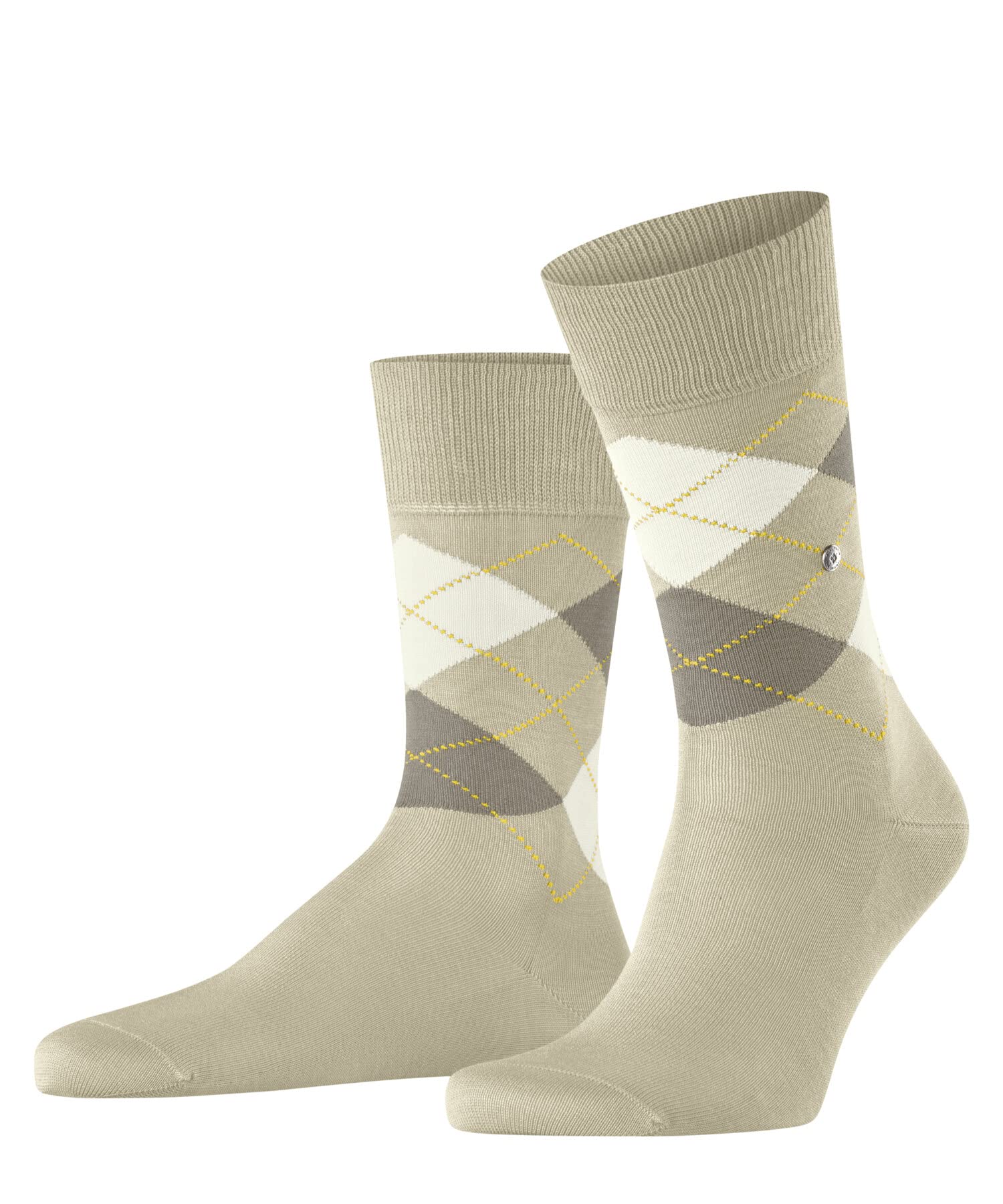 Burlington Men's Beige Gravel 4840 Manchester M So Cotton Patterned 1 Pair Socks, 6.5-11