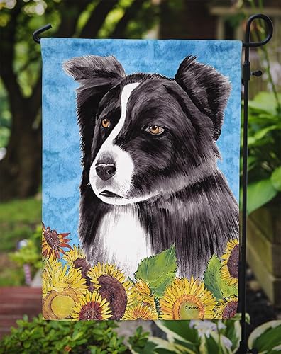 Miniatura 3 de Caroline's Treasures SC9071GF Border Collie in Summer Flowers Flag Garden Size - Bandera de buzón o bandera decorativa para patio, decoración de