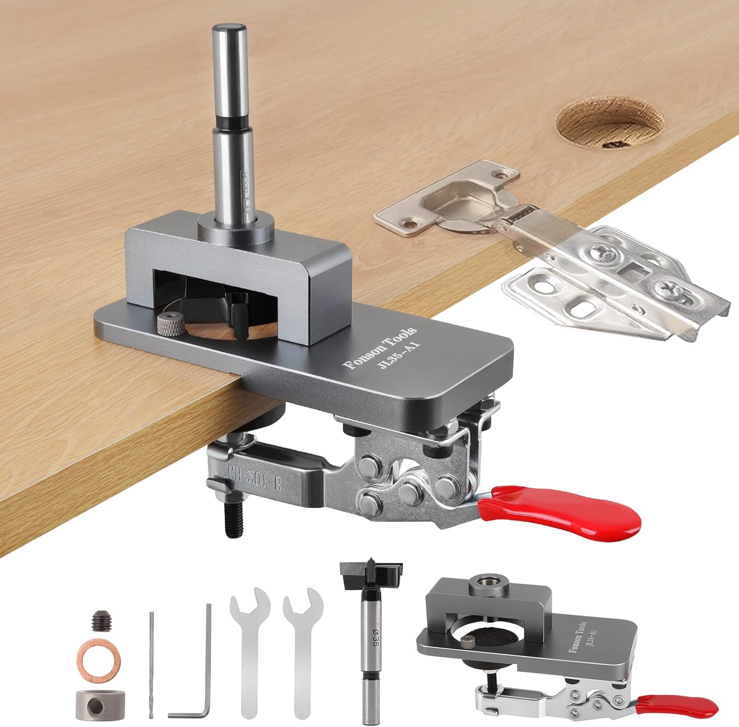 IAZZCO 35mm Hinge Jig, Drilling Hole Puncher Accurate Locking