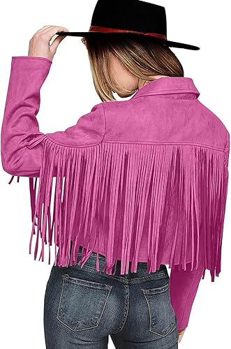 Miniatura 9 de EOPUING Faux Leather Jackets for Women 2023 Fashion Moto Biker Jacket Fall Winter Fringe Cowboy Cropped Jacket Cool Cardigan