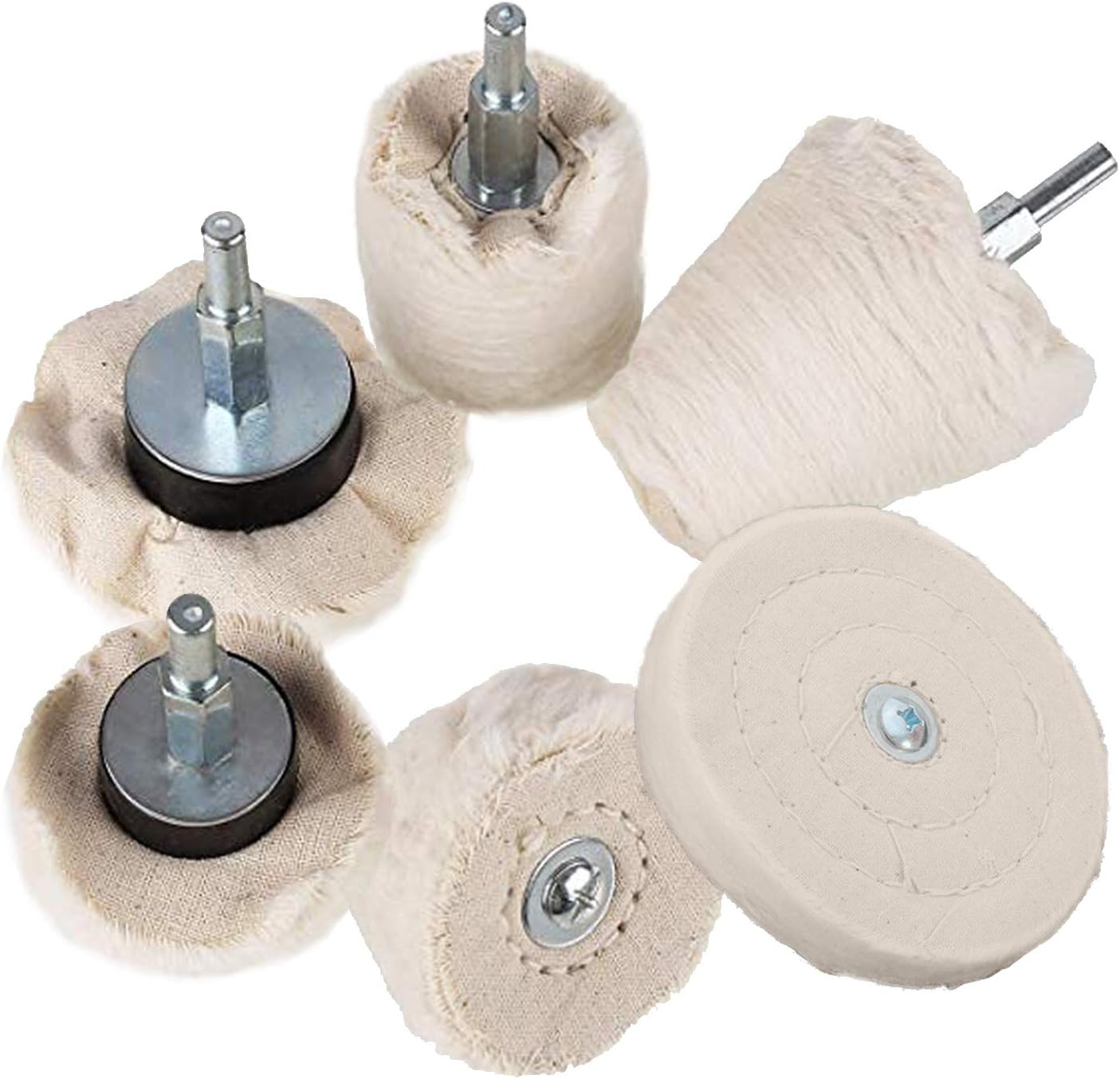 Buffing Wheel for Drill,AOBETAK 6PCS Polishing Compound Pads with 1/4" Handle for Grinder Polisher Tool,Drill Buffer Pad Kit For Car,Metal,Stainless Steel,Machine,Wood,Plastic etc