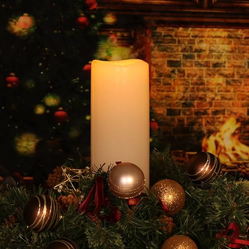 Miniatura 4 de Paquete de 2 velas grandes sin llama de 10 x 4 pulgadas, funciona con pilas, velas grandes sin llama con control remoto y temporizador, velas LED