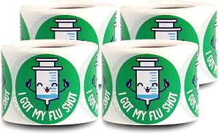 I Got My Flu Shot Stickers (1.5 inch, Round, Green - 1200 Labels) Circle Dot I Got My Flu Shot Badges for clinics, Hospitals, vaccinations Centers or flu Awarness