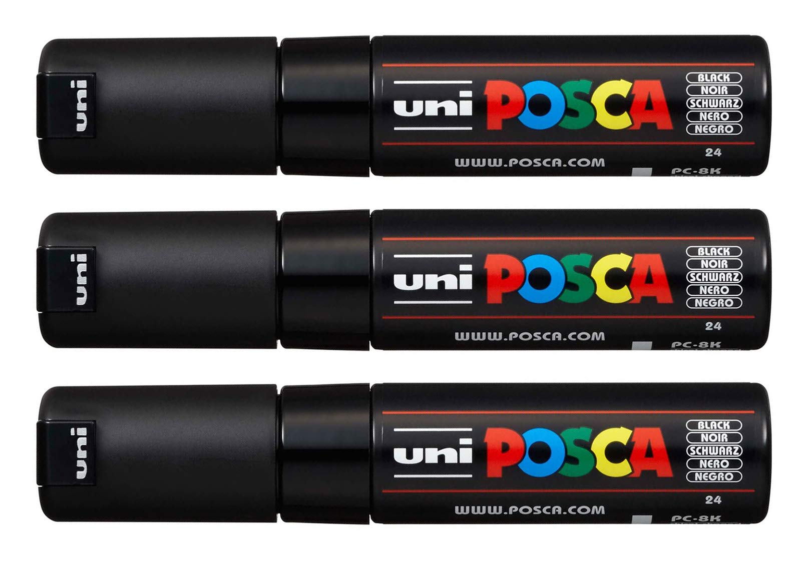 Posca PX148932000 182699 Marker Chisel Tip Black Pack of 3