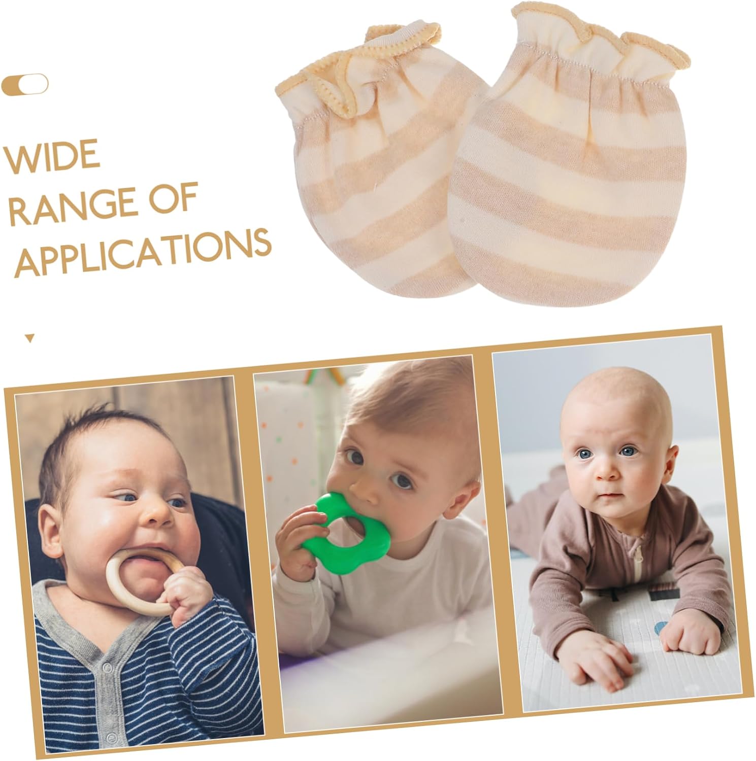 2pairs Cotton Mittens for Newborns of Scratch Mitts Soft and Breathable for Boy Girl Boys and Girls Stripe Design