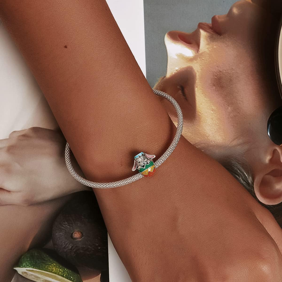 Miniatura 6 de Abalorio de huevo de Pascua de conejo de plata de ley 925 para pulsera Pandora pulsera de abalorios europeos