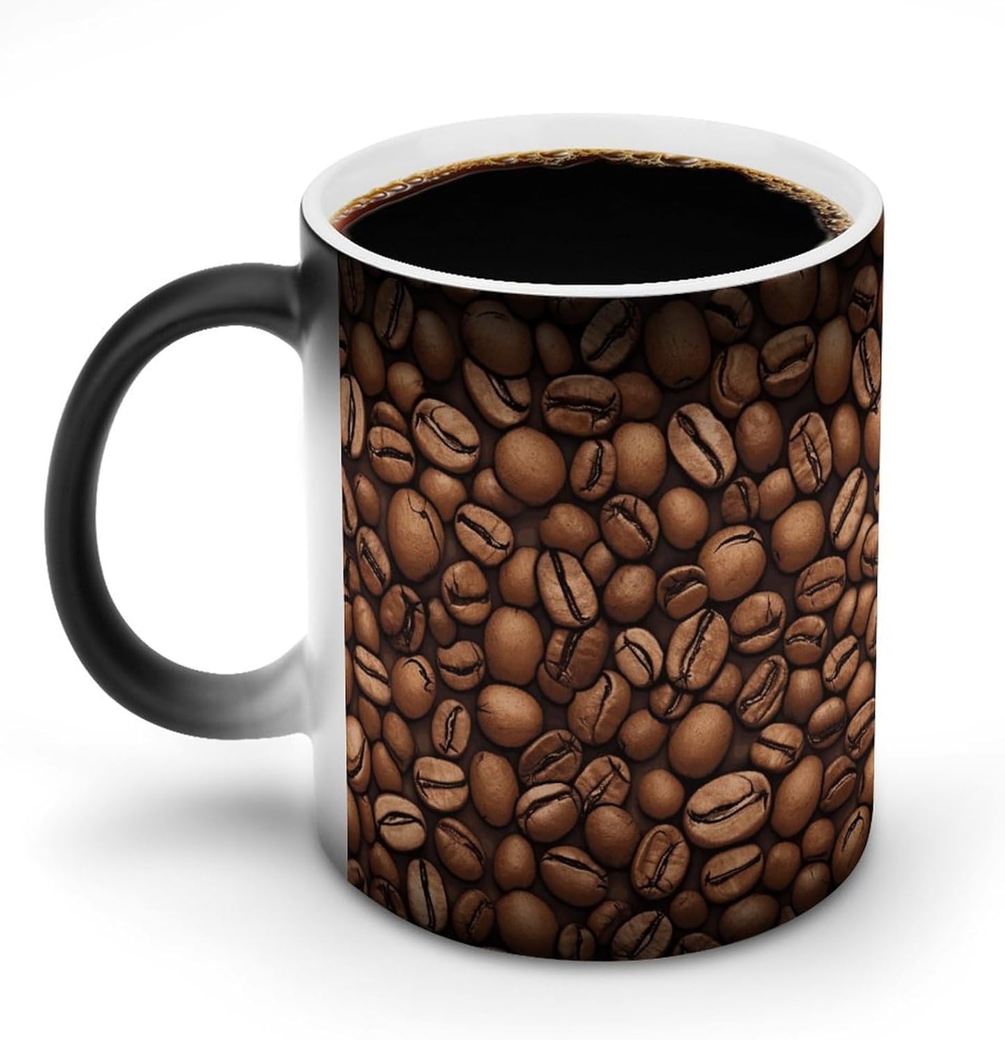 Color Changing Mug Funny Roasted Coffee Beans Printed Ceramic Coffee Mug Heat Changing Sensitive Mug Magic Heat Changing Coffee Mug Novelty Coffee Mugs