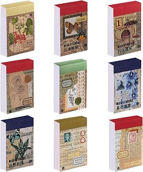 450pcs Washi Stickers Set, BetterJonny 9 Styles Scrapbooking Aesthetic Stickers Vintage Artistic for Journaling Scrapbooking