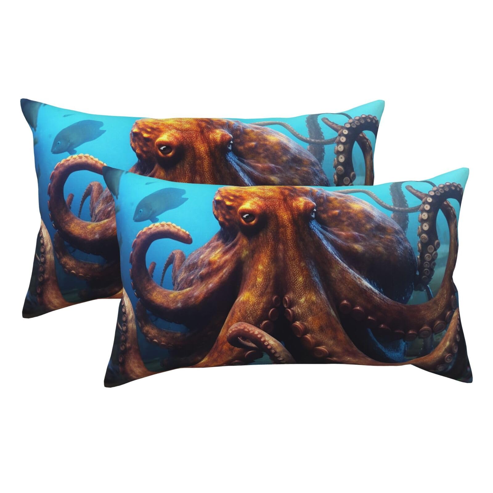 2 Pack King Pillow Cases with Hidden Zipper, Soft Breathable Pillow Covers for Hair and Skin, Huge Octopus Pillowcases 20"x36" Bed Pillow Protectors Cover for Sleeping Gifts