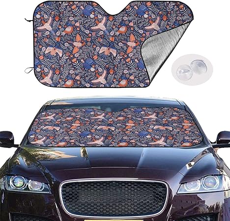 Amazon スウェーデンの民芸用鳥 車用 サンシェード 遮光 断熱 フロントシェード 車窓 日よけ 吸盤付き 簡単着脱 丈夫で長持ち 普通車に適用 車 バイク 車 バイク