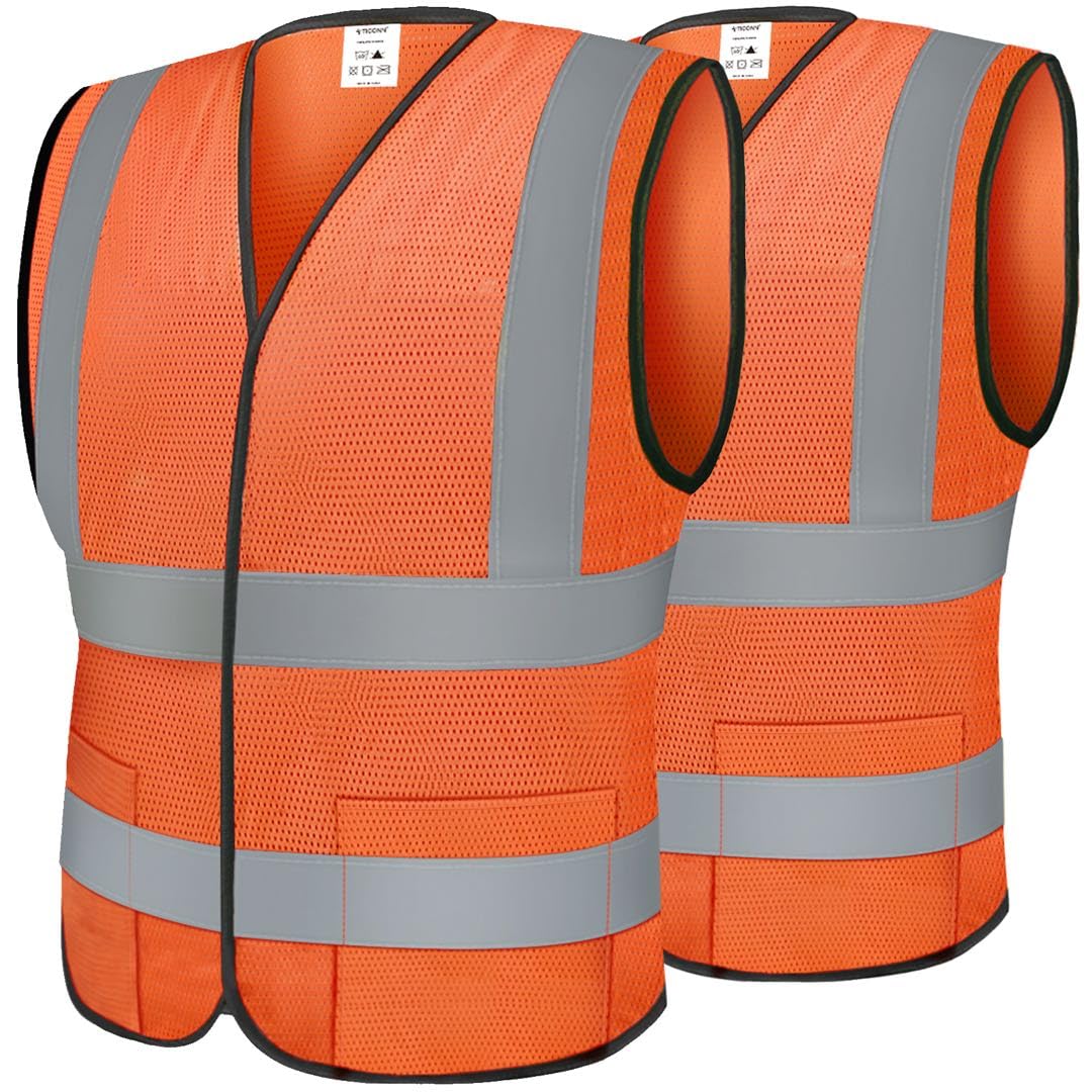 TICONN Gilet de sécurité réfléchissant à haute visibilité avec bandes réfléchissantes pour homme et femme, conforme à la norme ANSI II