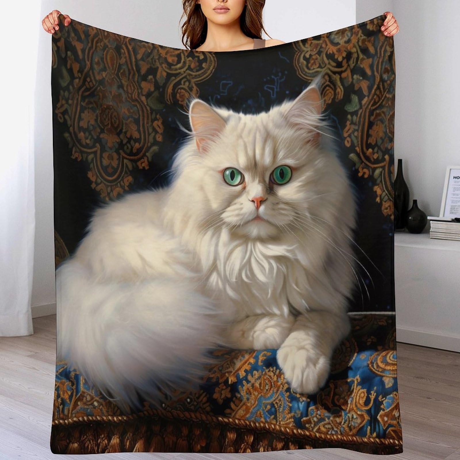 Couverture en lit épaisse chat moelleuse pour nuits froides d'hiver