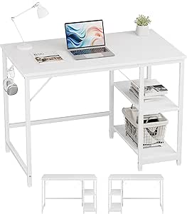 JOISCOPE Computerbureau met planken, laptoptafel met niet-geweven lade, 47 (donker eiken afwerking