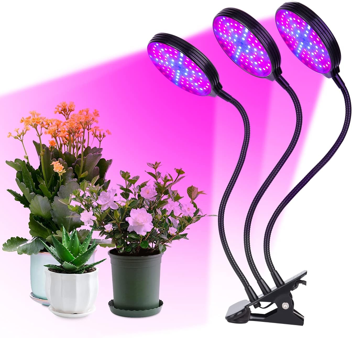 5V USB Phyto Lamp 45W 3 Head LED Full Spectrum Grow Light Dimmable Timer Desktop Clip Lamps Waterproof Indoor Plants Seeds Greenhouse Growing Light