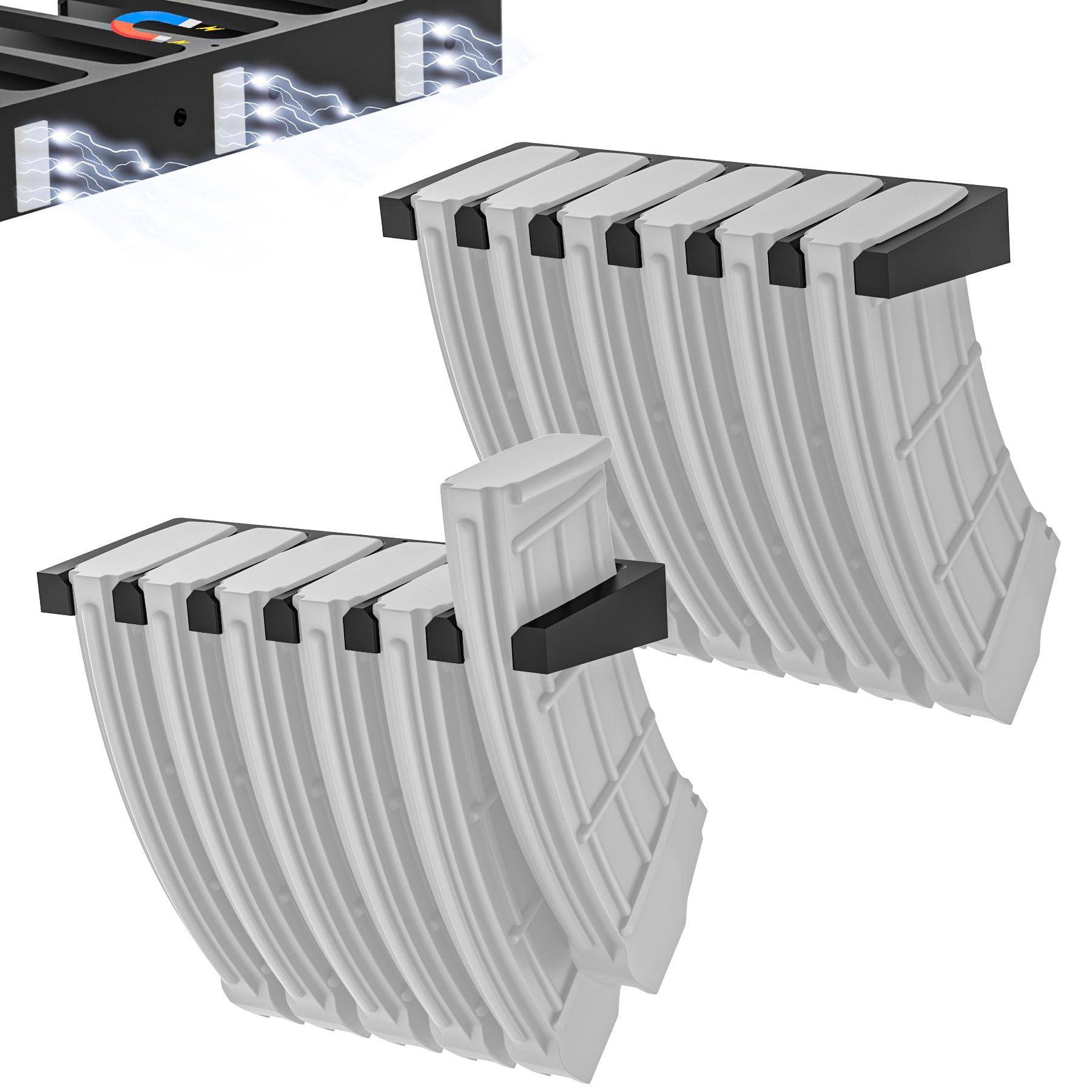 GLKTRS 2 Pack Magnetic PMAG Wall Mounts,AR Magazine Hodler,Mag Storage Rack for Amend 2,Detachable Wall Mags Storage Organization System,Ammo Wall Mount Display Organozation for PMAG 30 Round 5.56 223